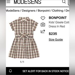 Bonpoint Kids' Gisele Dress in Cream and Red Check